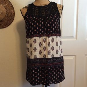 Xhilaration Bohemian lace crochet neckline sleeveless Summer Fall mini dress S